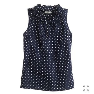 J Crew Polka-Dot Ruffle Top